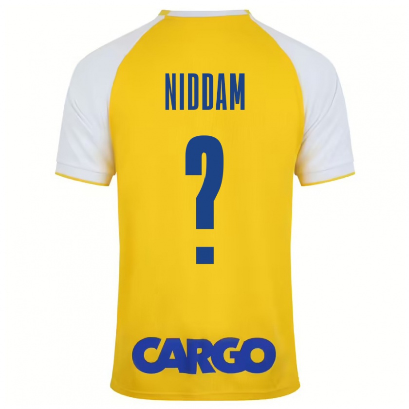 Kandiny Niño Camiseta Nadav Niddam #0 Amarillo Blanco 1ª Equipación 2024/25 La Camisa Chile