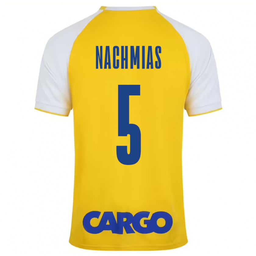 Kandiny Niño Camiseta Idan Nachmias #5 Amarillo Blanco 1ª Equipación 2024/25 La Camisa Chile