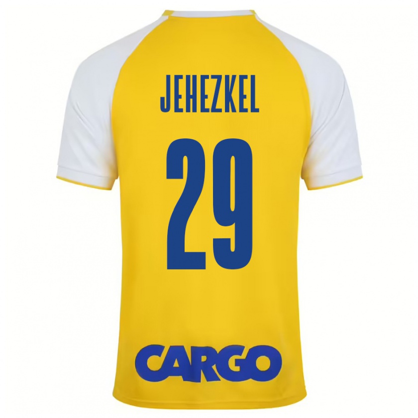 Kandiny Niño Camiseta Sagiv Jehezkel #29 Amarillo Blanco 1ª Equipación 2024/25 La Camisa Chile