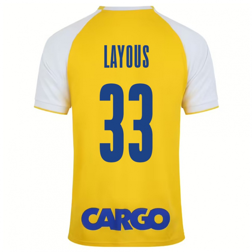 Kandiny Niño Camiseta Hisham Layous #33 Amarillo Blanco 1ª Equipación 2024/25 La Camisa Chile