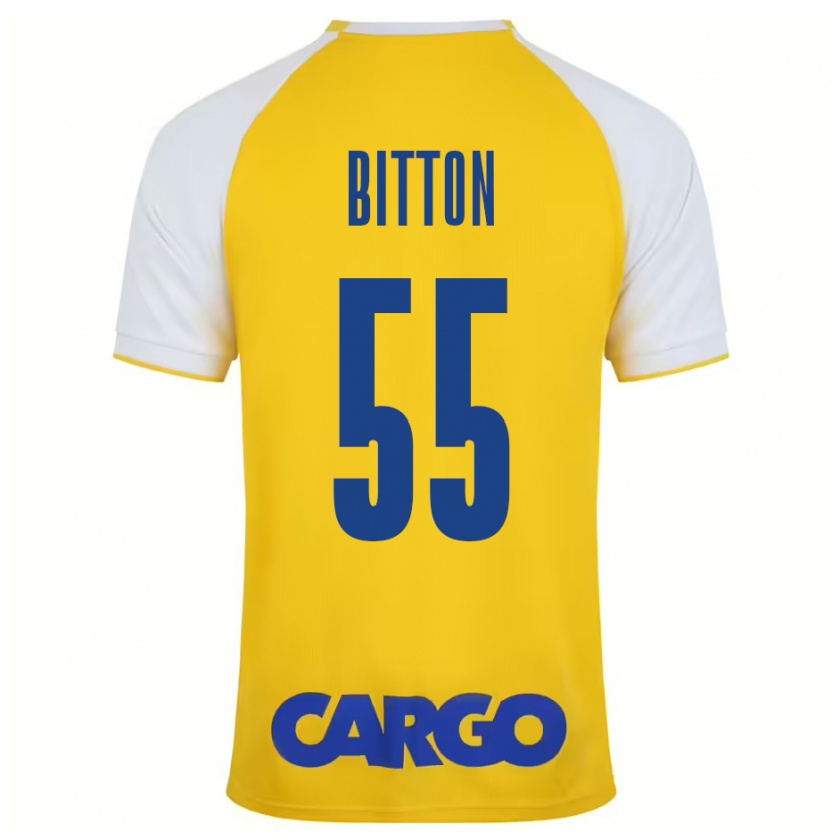 Kandiny Niño Camiseta Nir Bitton #55 Amarillo Blanco 1ª Equipación 2024/25 La Camisa Chile