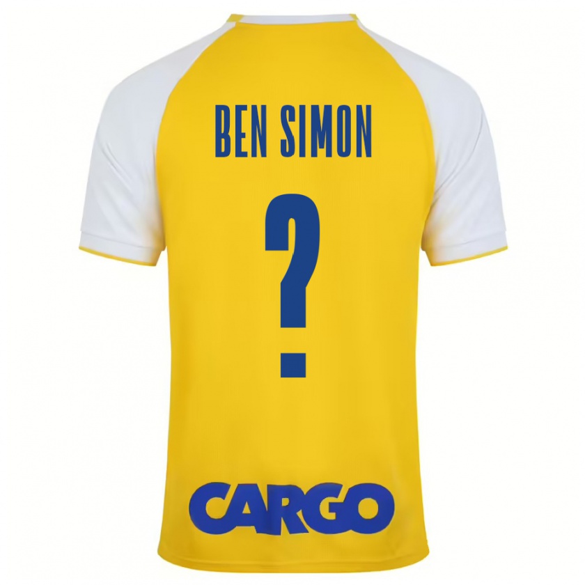 Kandiny Niño Camiseta Ilay Ben Simon #0 Amarillo Blanco 1ª Equipación 2024/25 La Camisa Chile