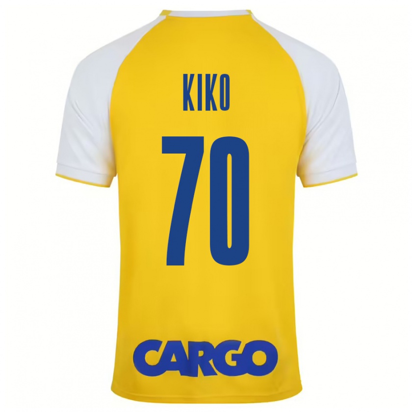 Kandiny Niño Camiseta Kiko Bondoso #70 Amarillo Blanco 1ª Equipación 2024/25 La Camisa Chile