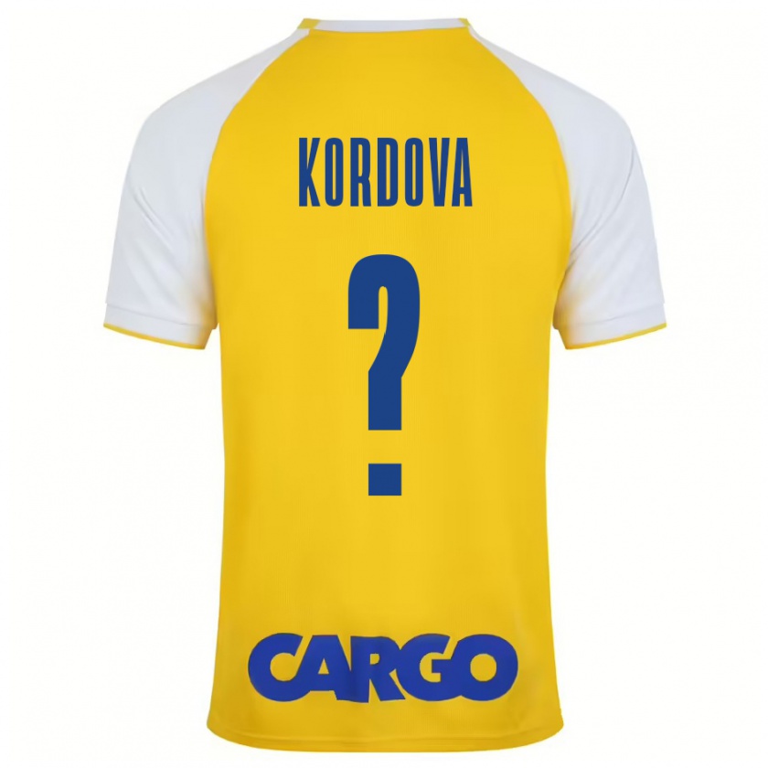 Kandiny Niño Camiseta Adir Kordova #0 Amarillo Blanco 1ª Equipación 2024/25 La Camisa Chile