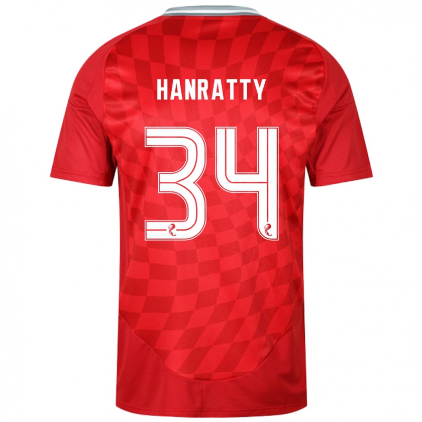 Kandiny Niño Camiseta Kevin Hanratty #34 Rojo 1ª Equipación 2024/25 La Camisa Chile