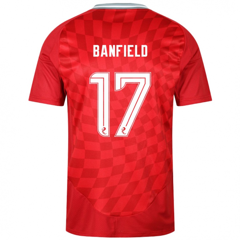 Kandiny Niño Camiseta Keeley Banfield #17 Rojo 1ª Equipación 2024/25 La Camisa Chile