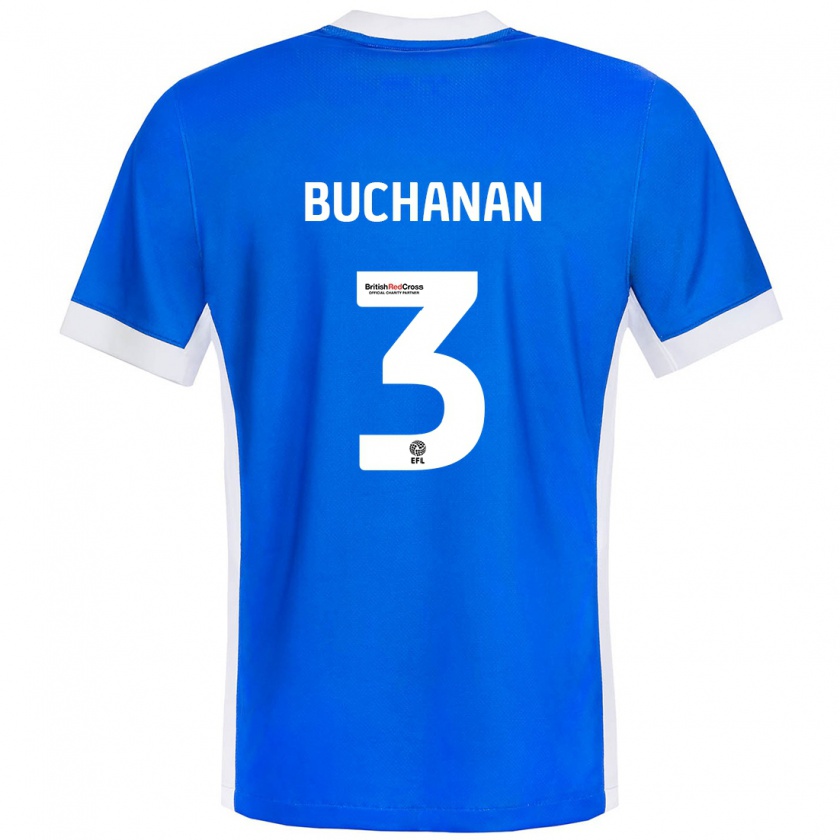 Kandiny Niño Camiseta Lee Buchanan #3 Azul Blanco 1ª Equipación 2024/25 La Camisa Chile