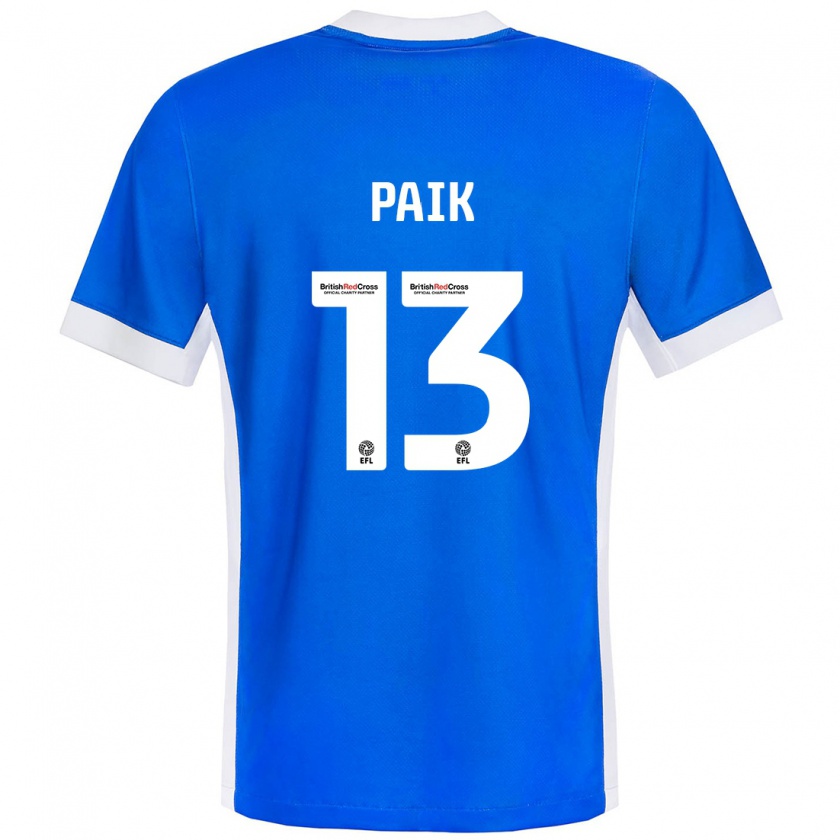 Kandiny Niño Camiseta Seung-Ho Paik #13 Azul Blanco 1ª Equipación 2024/25 La Camisa Chile