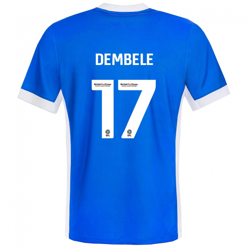 Kandiny Niño Camiseta Siriki Dembélé #17 Azul Blanco 1ª Equipación 2024/25 La Camisa Chile