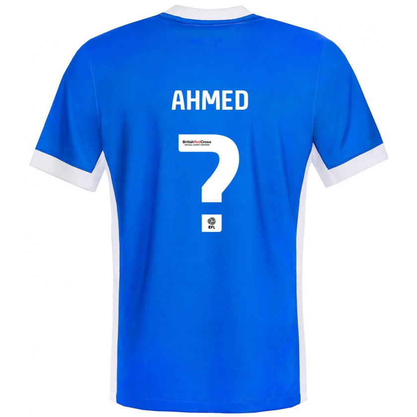 Kandiny Niño Camiseta Yusuf Ahmed #0 Azul Blanco 1ª Equipación 2024/25 La Camisa Chile