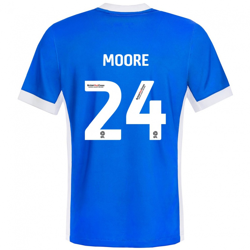 Kandiny Niño Camiseta Jade Ellis Moore #24 Azul Blanco 1ª Equipación 2024/25 La Camisa Chile