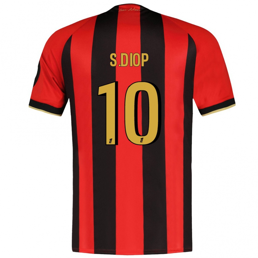 Kandiny Niño Camiseta Sofiane Diop #10 Rojo Negro 1ª Equipación 2024/25 La Camisa Chile