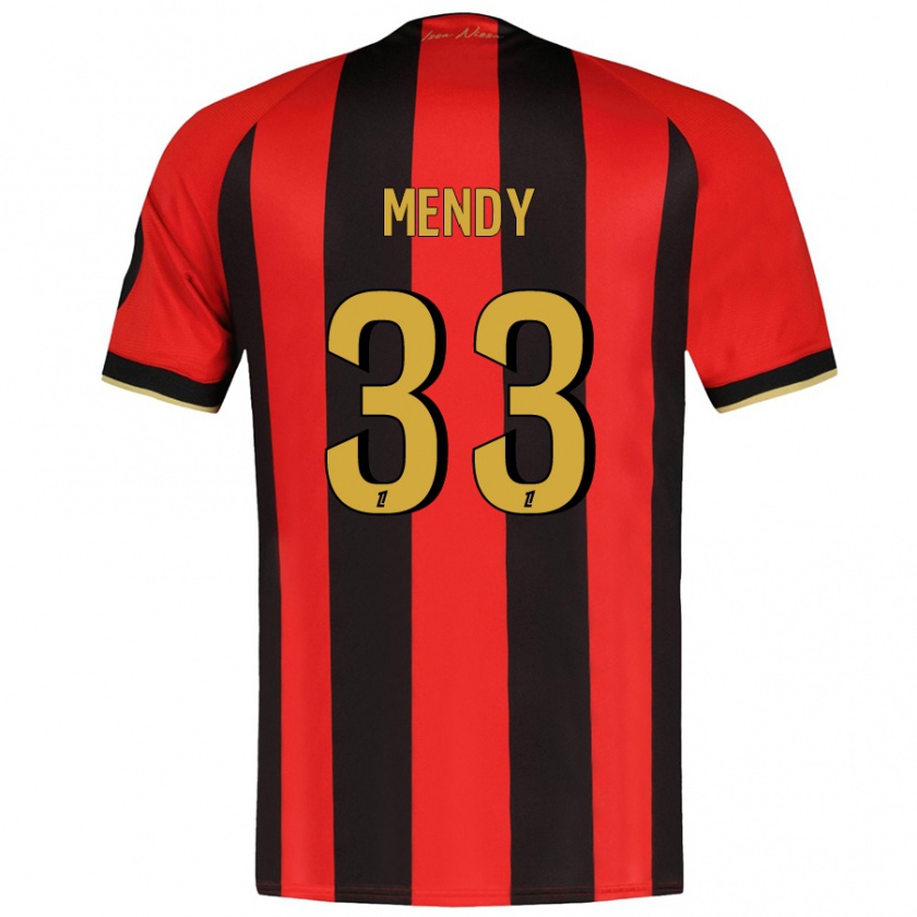 Kandiny Niño Camiseta Antoine Mendy #33 Rojo Negro 1ª Equipación 2024/25 La Camisa Chile