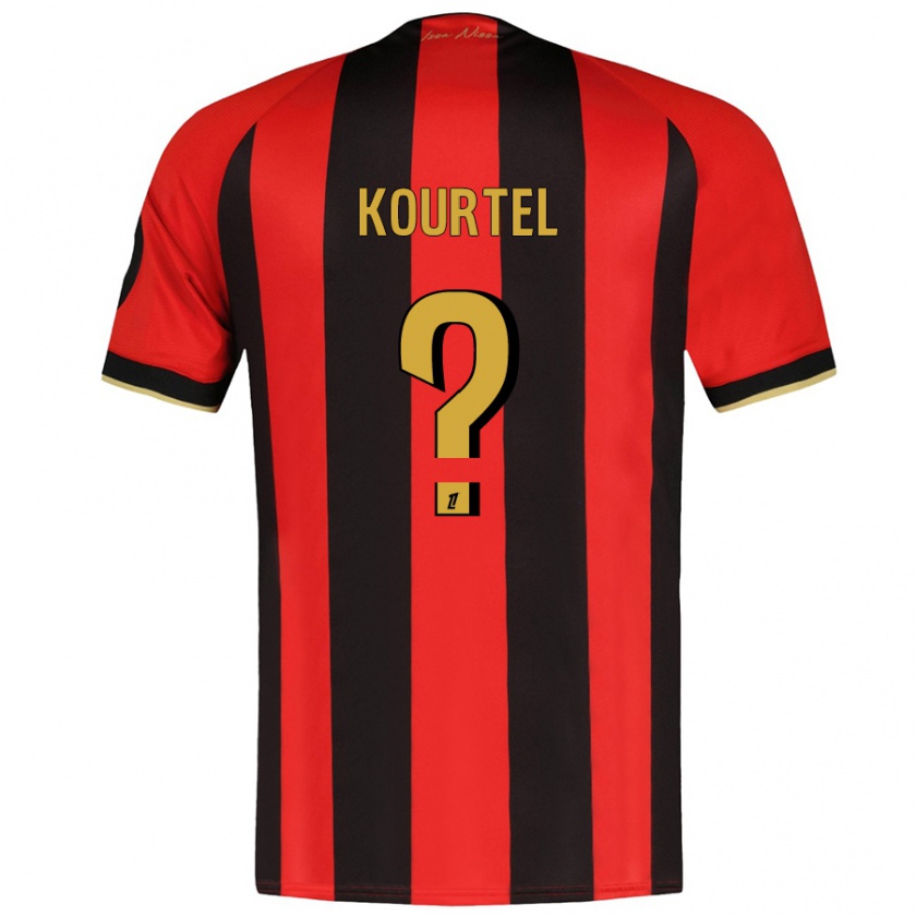 Kandiny Niño Camiseta Kaïs Kourtel #0 Rojo Negro 1ª Equipación 2024/25 La Camisa Chile