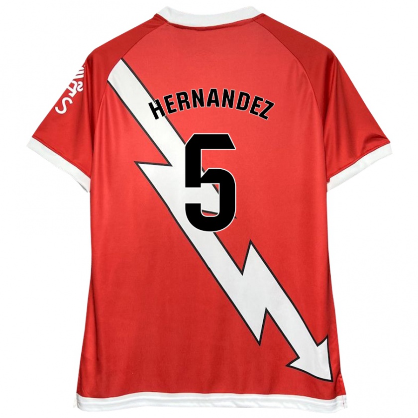 Kandiny Niño Camiseta Aridane Hernández #5 Blanco Rojo 1ª Equipación 2024/25 La Camisa Chile