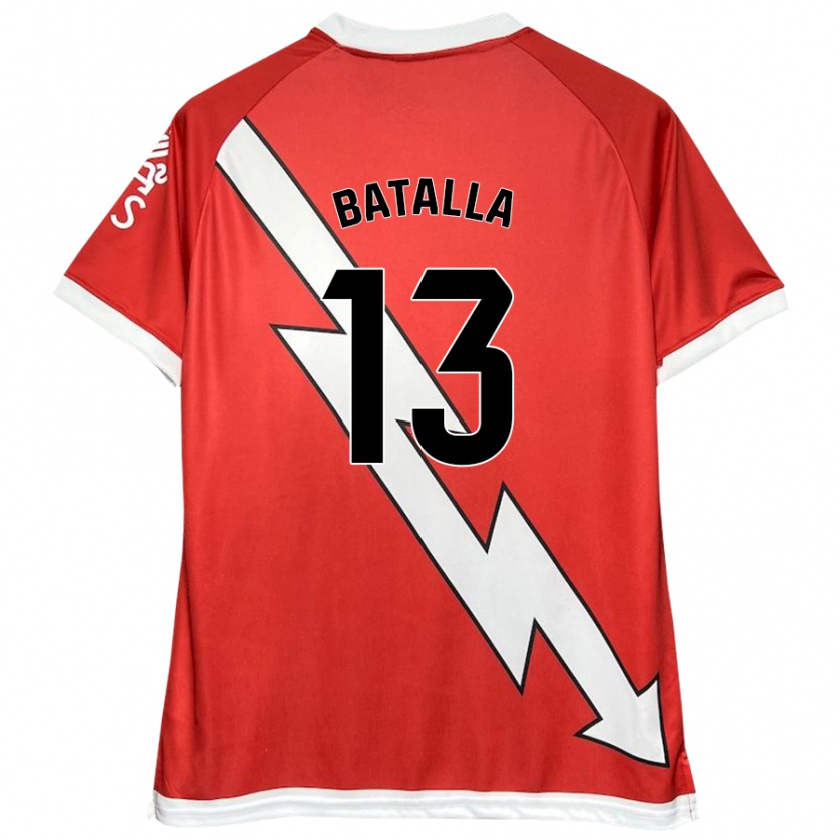 Kandiny Niño Camiseta Augusto Batalla #13 Blanco Rojo 1ª Equipación 2024/25 La Camisa Chile