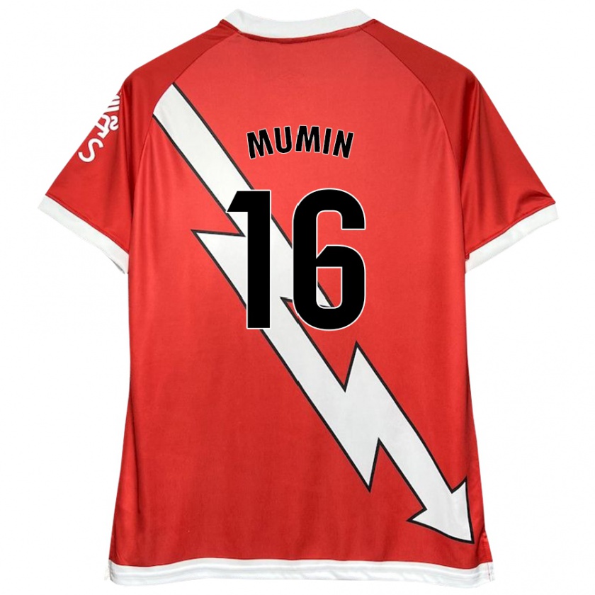 Kandiny Niño Camiseta Abdul Mumin #16 Blanco Rojo 1ª Equipación 2024/25 La Camisa Chile