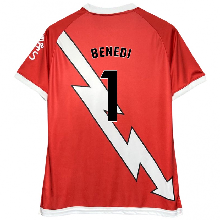 Kandiny Niño Camiseta Miguel Benedi #1 Blanco Rojo 1ª Equipación 2024/25 La Camisa Chile