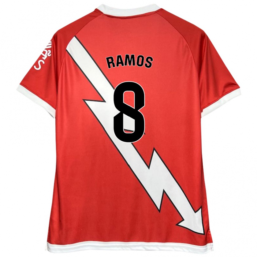 Kandiny Niño Camiseta Iván Ramos #8 Blanco Rojo 1ª Equipación 2024/25 La Camisa Chile