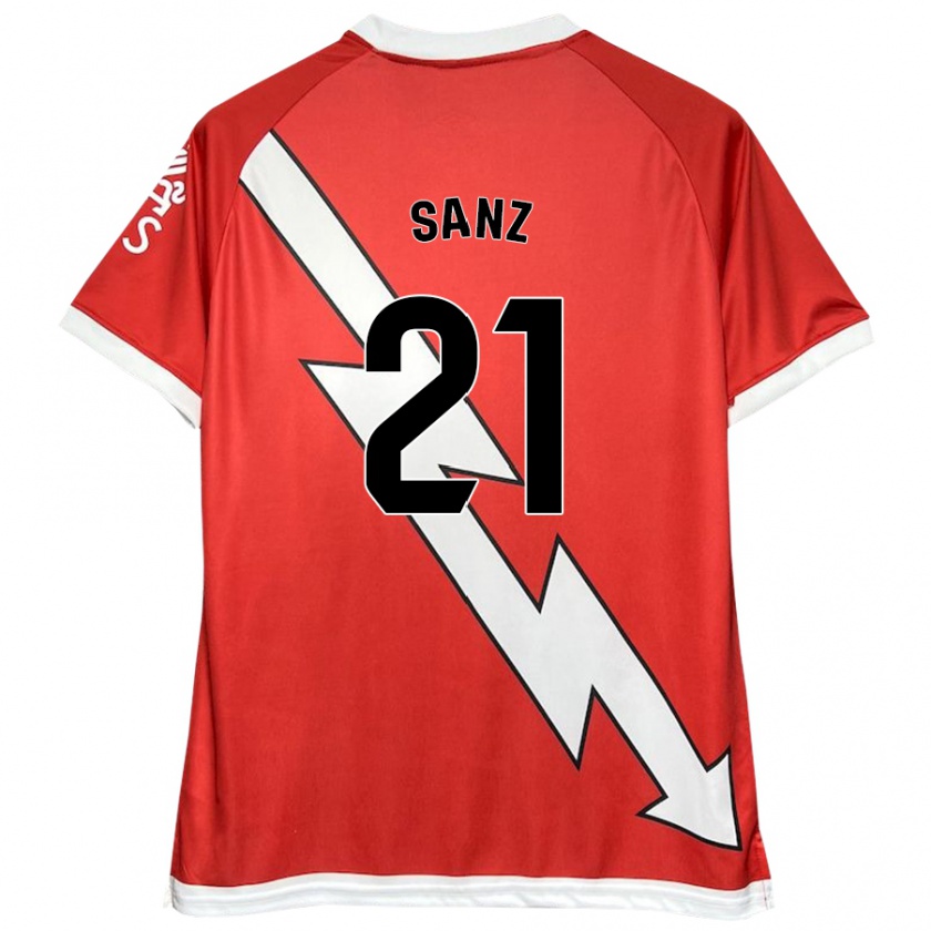 Kandiny Niño Camiseta Luismi Sanz #21 Blanco Rojo 1ª Equipación 2024/25 La Camisa Chile