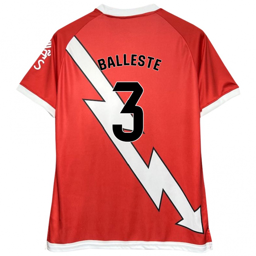 Kandiny Niño Camiseta Laia Ballesté #3 Blanco Rojo 1ª Equipación 2024/25 La Camisa Chile