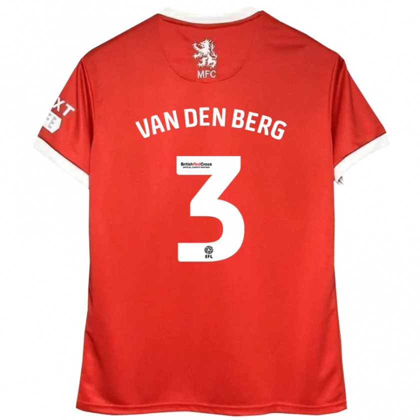 Kandiny Niño Camiseta Rav Van Den Berg #3 Rojo Blanco 1ª Equipación 2024/25 La Camisa Chile