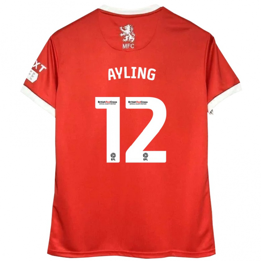 Kandiny Niño Camiseta Luke Ayling #12 Rojo Blanco 1ª Equipación 2024/25 La Camisa Chile