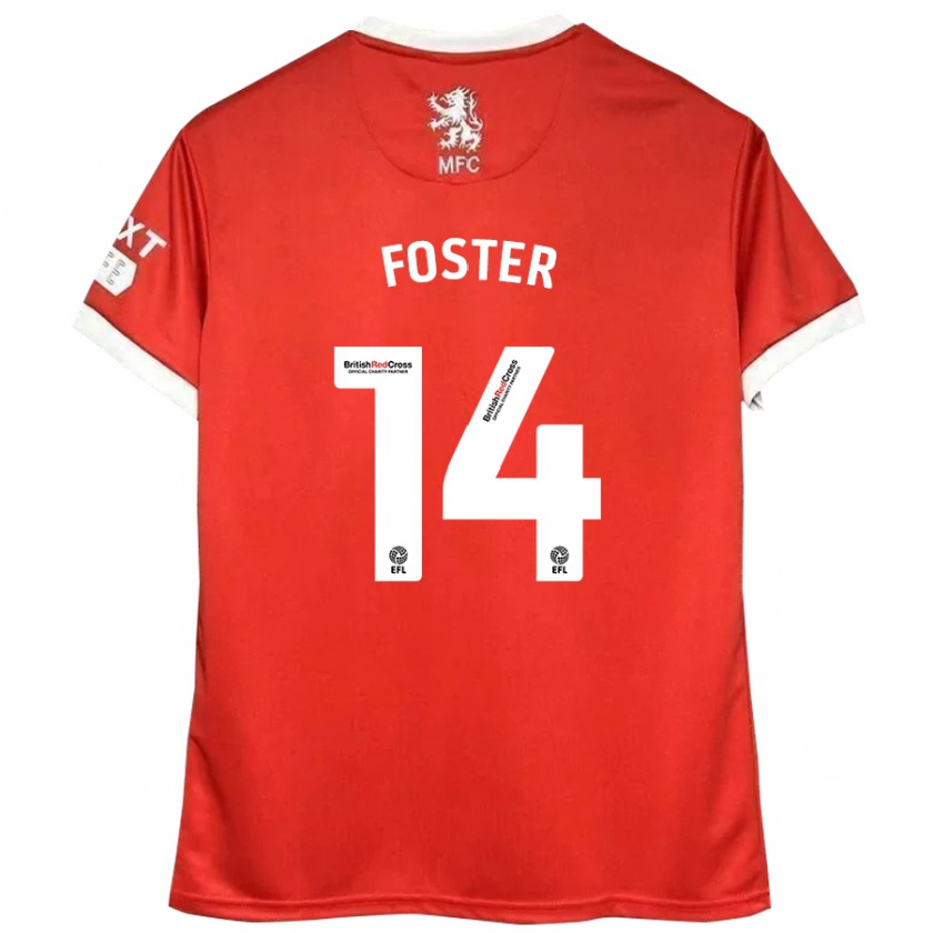 Kandiny Niño Camiseta Emma Foster #14 Rojo Blanco 1ª Equipación 2024/25 La Camisa Chile