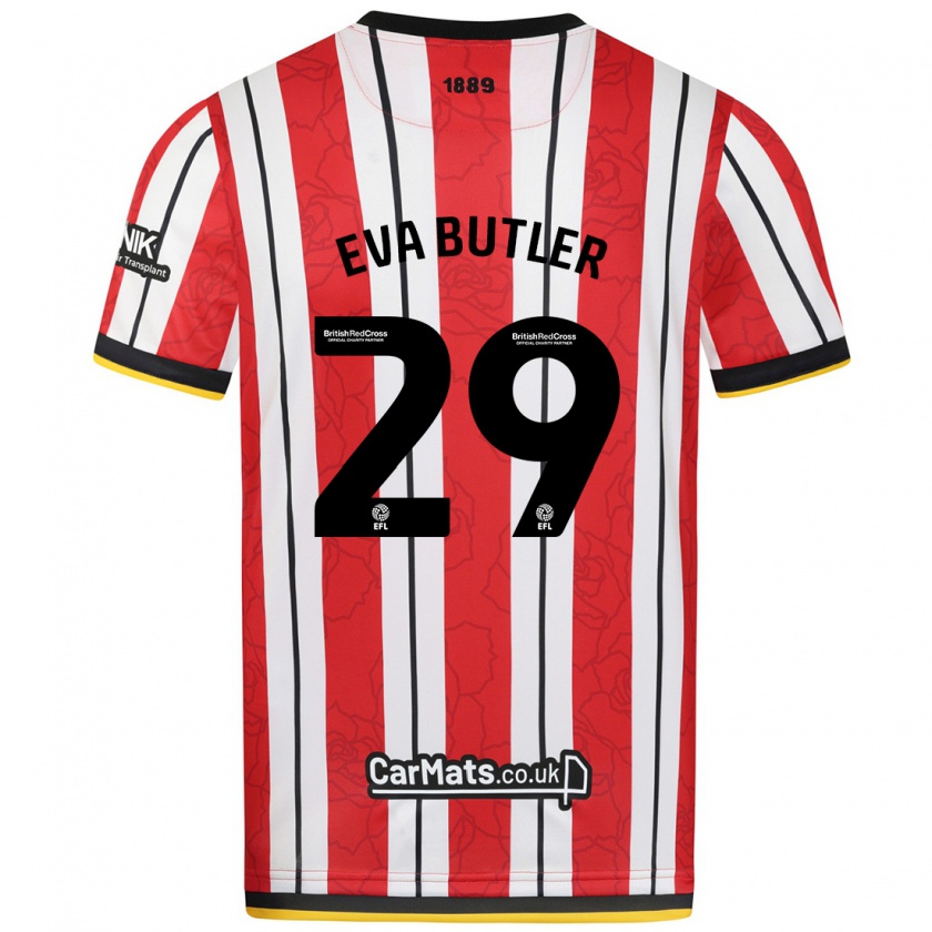 Kandiny Niño Camiseta Eva Butler #29 Rojo Blanco Rayas 1ª Equipación 2024/25 La Camisa Chile