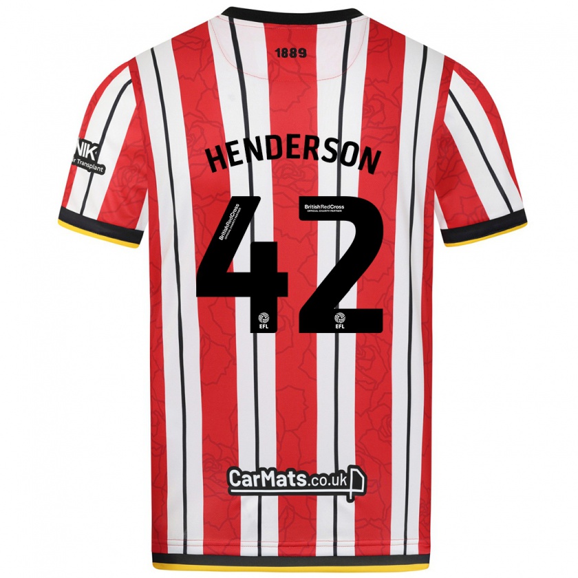 Kandiny Niño Camiseta Peyton Henderson #42 Rojo Blanco Rayas 1ª Equipación 2024/25 La Camisa Chile