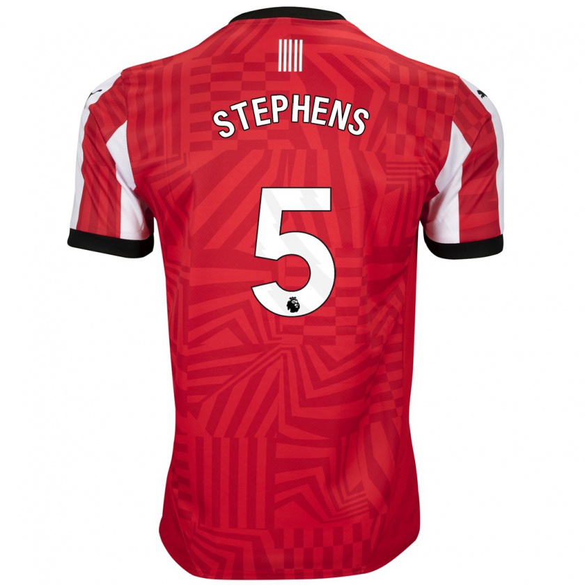 Kandiny Niño Camiseta Jack Stephens #5 Rojo Blanco 1ª Equipación 2024/25 La Camisa Chile