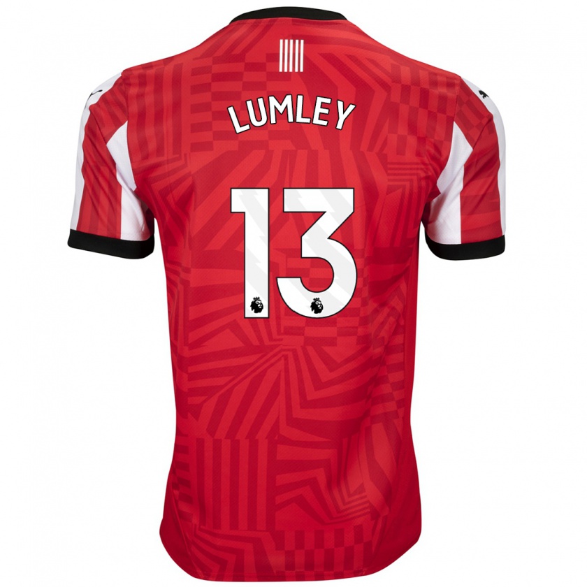 Kandiny Niño Camiseta Joe Lumley #13 Rojo Blanco 1ª Equipación 2024/25 La Camisa Chile