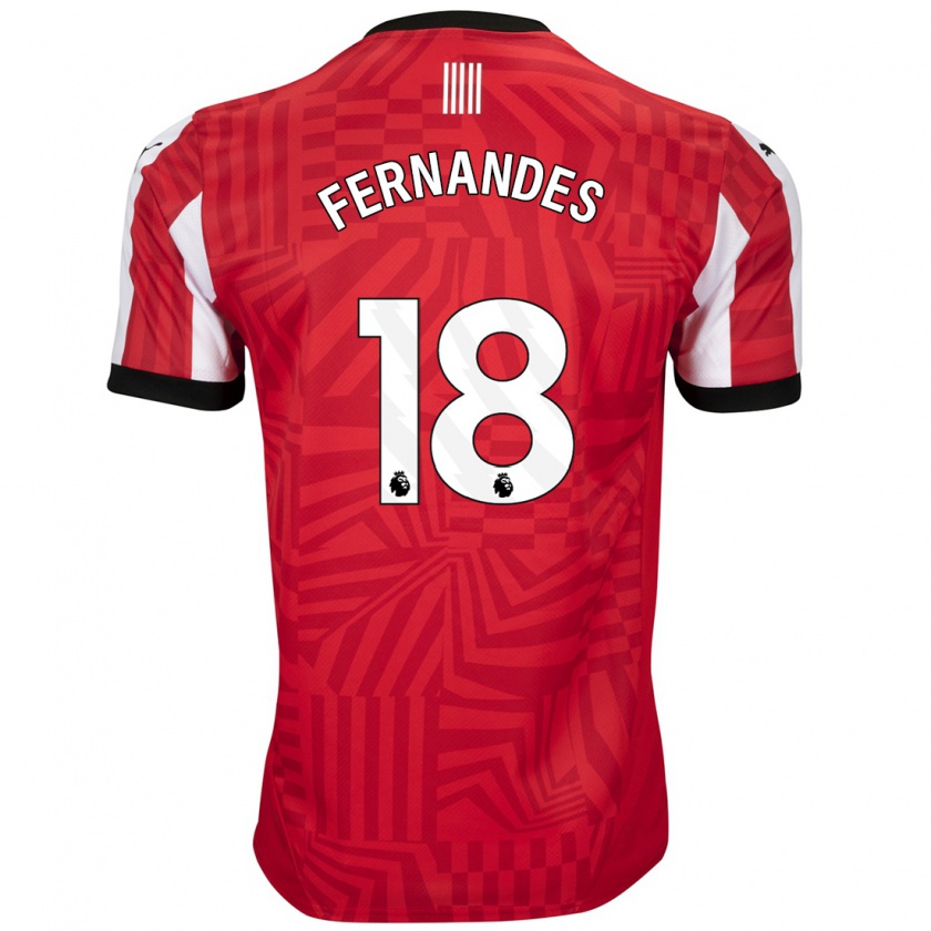 Kandiny Niño Camiseta Mateus Fernandes #18 Rojo Blanco 1ª Equipación 2024/25 La Camisa Chile