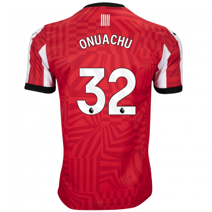 Kandiny Niño Camiseta Paul Onuachu #32 Rojo Blanco 1ª Equipación 2024/25 La Camisa Chile