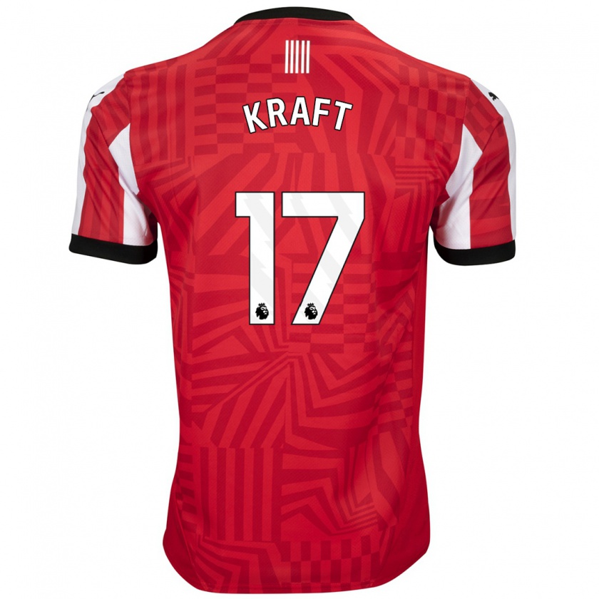 Kandiny Niño Camiseta Emily Kraft #17 Rojo Blanco 1ª Equipación 2024/25 La Camisa Chile