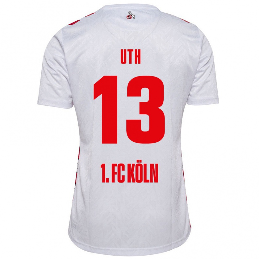 Kandiny Niño Camiseta Mark Uth #13 Blanco Rojo 1ª Equipación 2024/25 La Camisa Chile