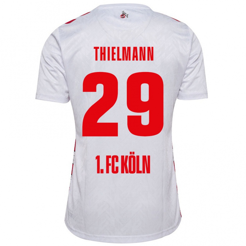 Kandiny Niño Camiseta Jan Thielmann #29 Blanco Rojo 1ª Equipación 2024/25 La Camisa Chile