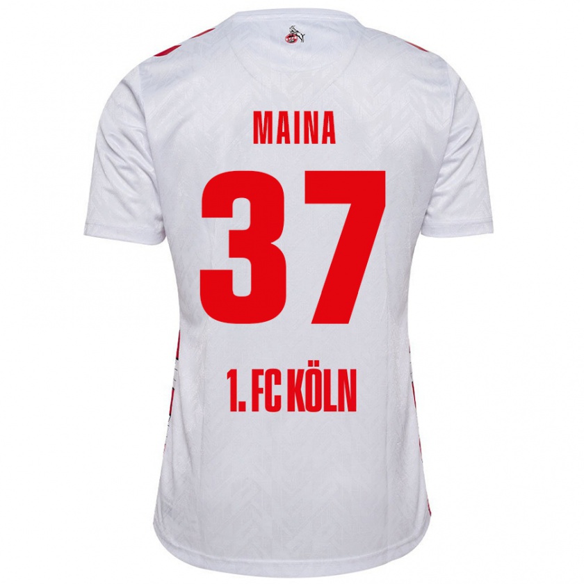 Kandiny Niño Camiseta Linton Maina #37 Blanco Rojo 1ª Equipación 2024/25 La Camisa Chile