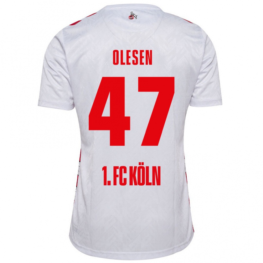 Kandiny Niño Camiseta Mathias Olesen #47 Blanco Rojo 1ª Equipación 2024/25 La Camisa Chile