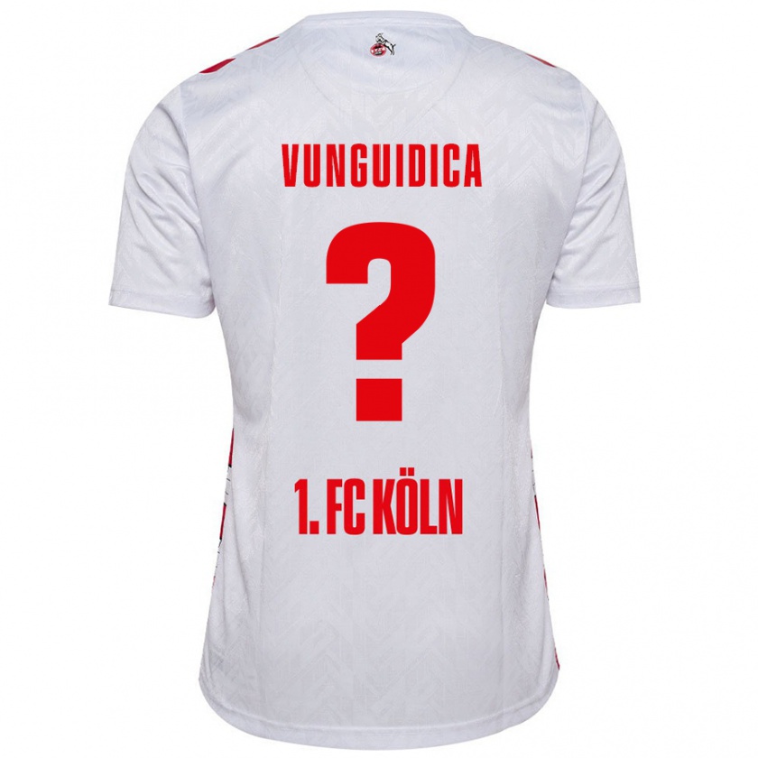 Kandiny Niño Camiseta Exaouse Vunguidica #0 Blanco Rojo 1ª Equipación 2024/25 La Camisa Chile