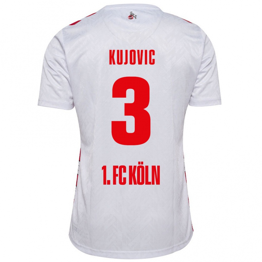 Kandiny Niño Camiseta Emin Kujovic #3 Blanco Rojo 1ª Equipación 2024/25 La Camisa Chile