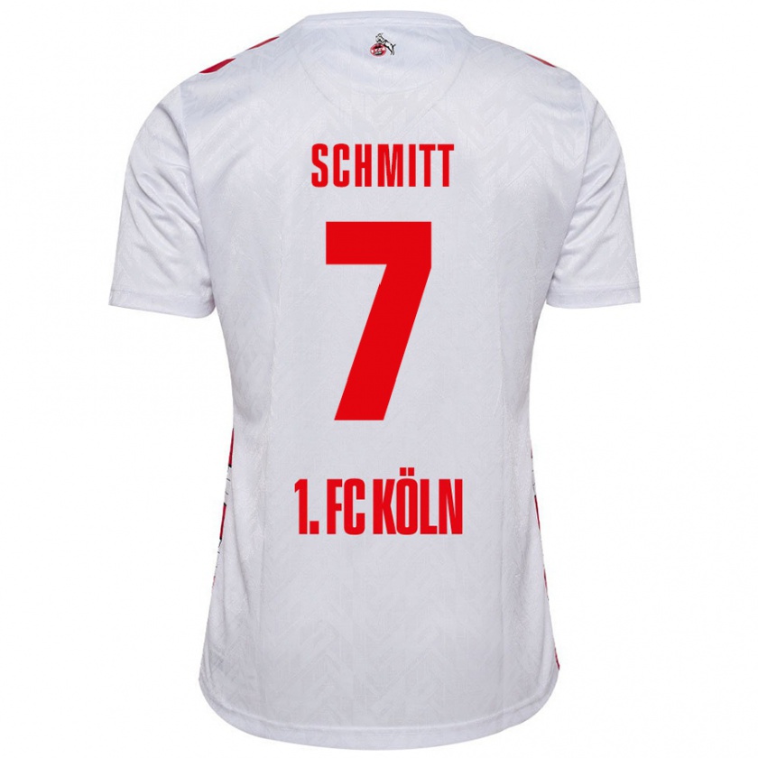 Kandiny Niño Camiseta Oliver Schmitt #7 Blanco Rojo 1ª Equipación 2024/25 La Camisa Chile