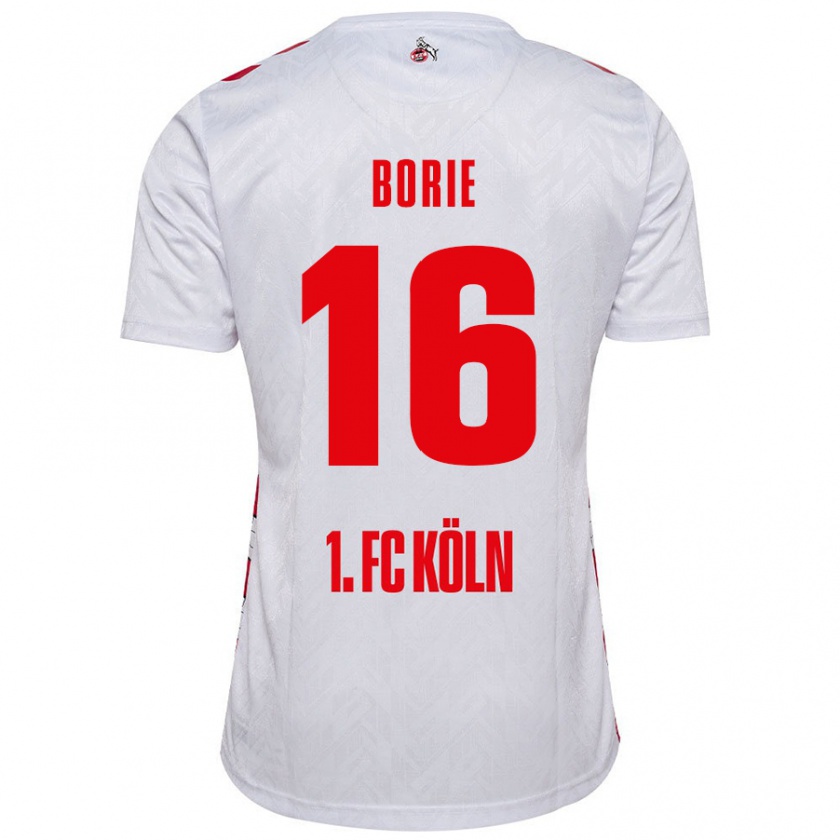 Kandiny Niño Camiseta Etienne Borie #16 Blanco Rojo 1ª Equipación 2024/25 La Camisa Chile