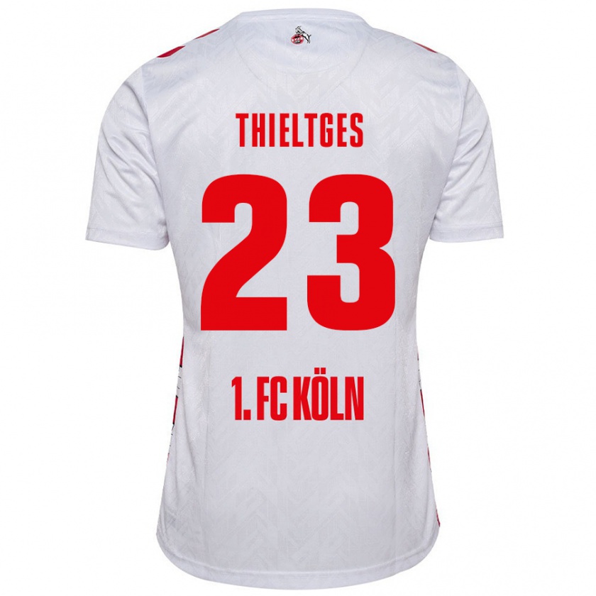 Kandiny Niño Camiseta Phil Thieltges #23 Blanco Rojo 1ª Equipación 2024/25 La Camisa Chile