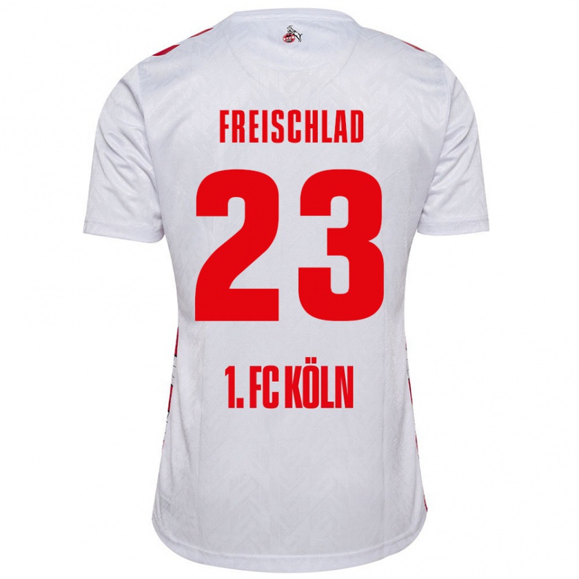 Kandiny Niño Camiseta Yannick Freischlad #23 Blanco Rojo 1ª Equipación 2024/25 La Camisa Chile