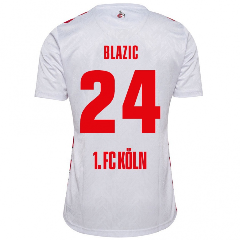 Kandiny Niño Camiseta Alessandro Blazic #24 Blanco Rojo 1ª Equipación 2024/25 La Camisa Chile