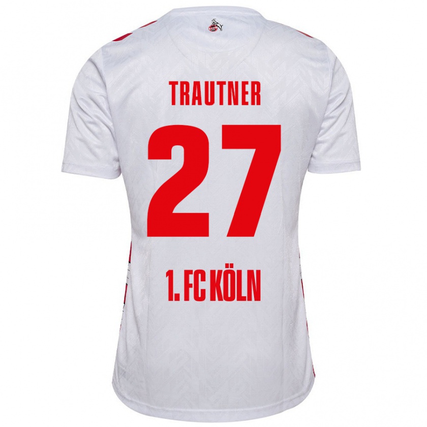 Kandiny Niño Camiseta Tobias Trautner #27 Blanco Rojo 1ª Equipación 2024/25 La Camisa Chile