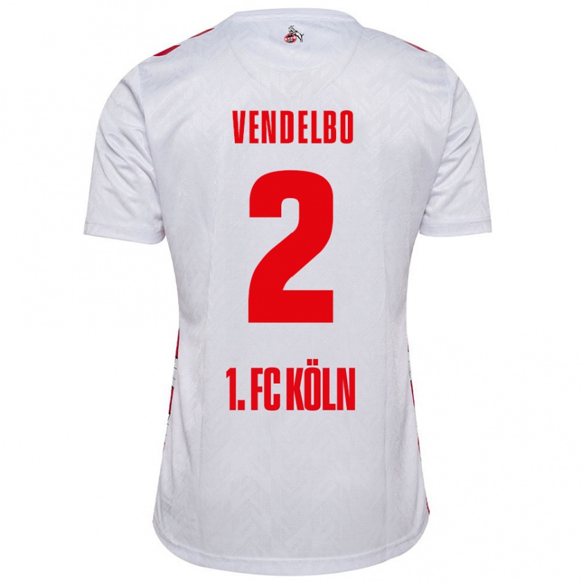 Kandiny Niño Camiseta Sofie Vendelbo #2 Blanco Rojo 1ª Equipación 2024/25 La Camisa Chile