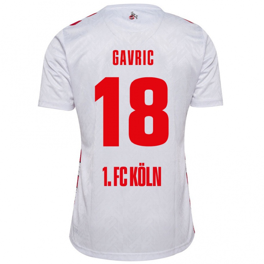 Kandiny Niño Camiseta Andrea Gavrić #18 Blanco Rojo 1ª Equipación 2024/25 La Camisa Chile