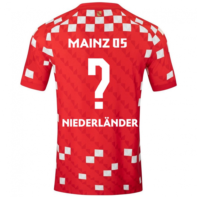 Kandiny Niño Camiseta Lennart Niederländer #0 Blanco Rojo 1ª Equipación 2024/25 La Camisa Chile